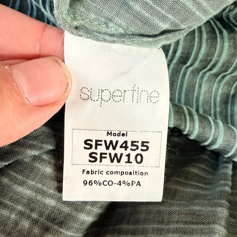 SUPERFINE Teal Striped Avent Garde Cotton Sleeveless Mini Dress - - Picture 4 of 7